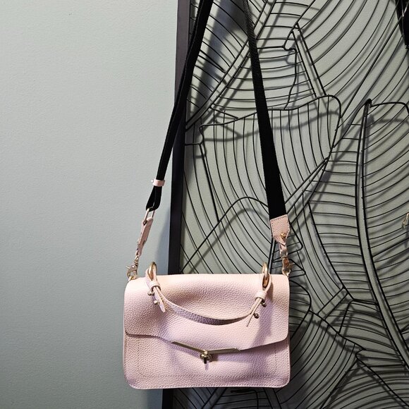 Botkier | Valentina Leather Flap Satchel, 2 Crossbody Straps, Champagne Hardware - Picture 15 of 15